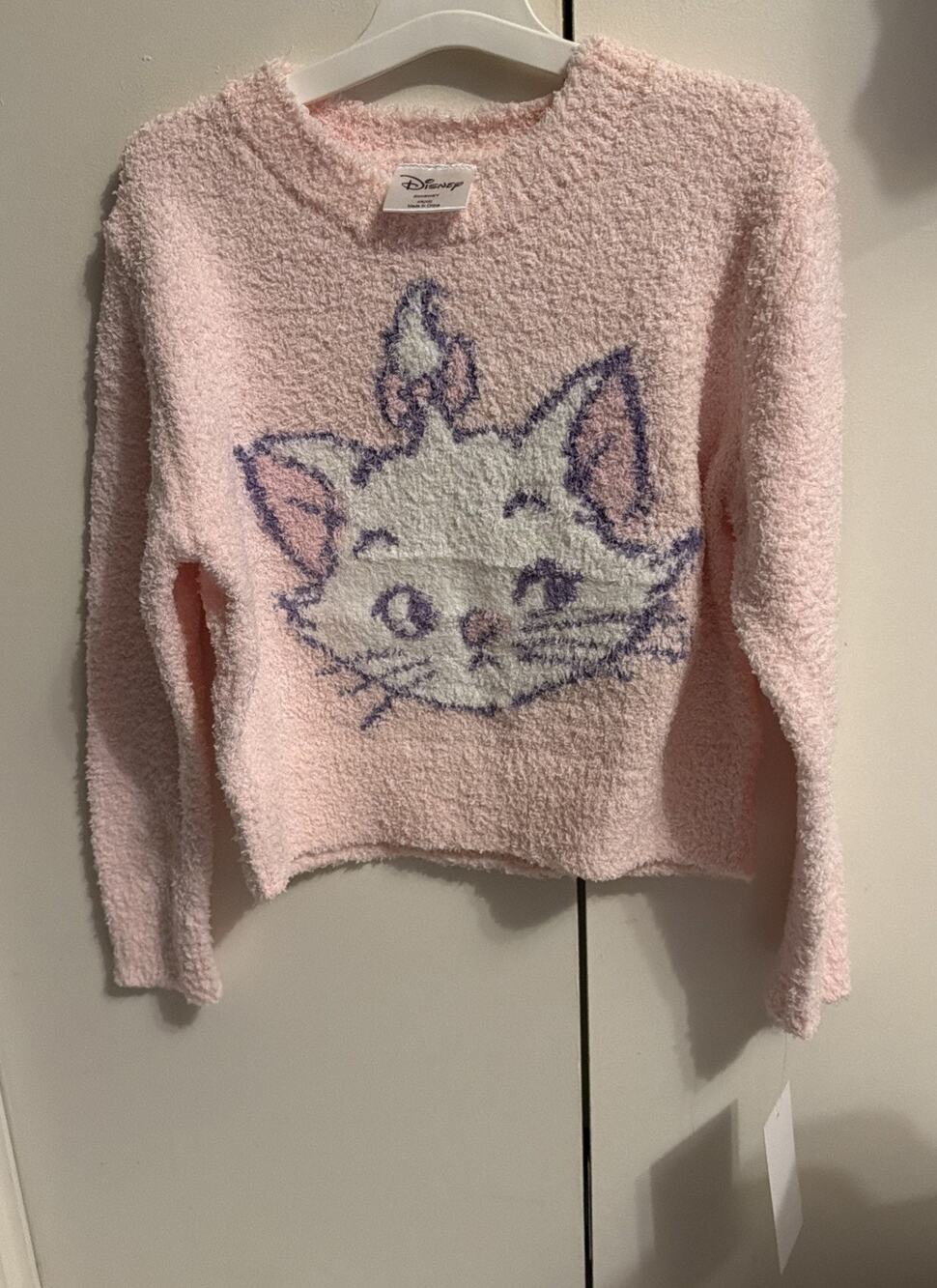 Disney Marie The Aristocats Girls Size 4/5 Pink Eyelash Knit Sweater Cozy NWT